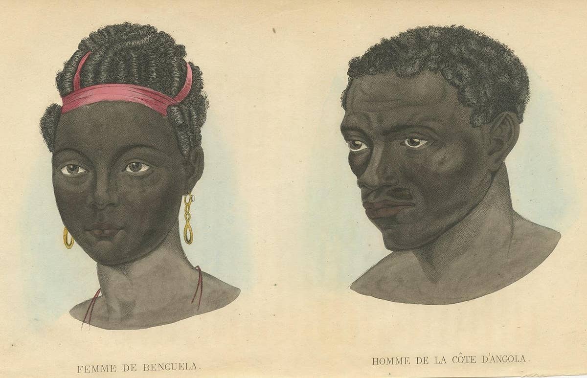 Antique Print of a Natives of Benguela and Coast of Angola by Prichard, 1843