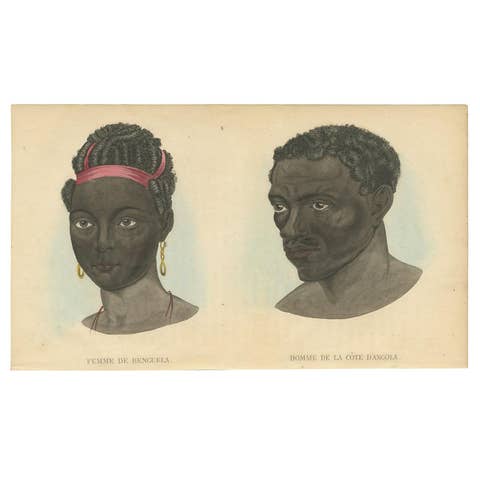 Antique Print of a Natives of Benguela and Coast of Angola by Prichard, 1843
