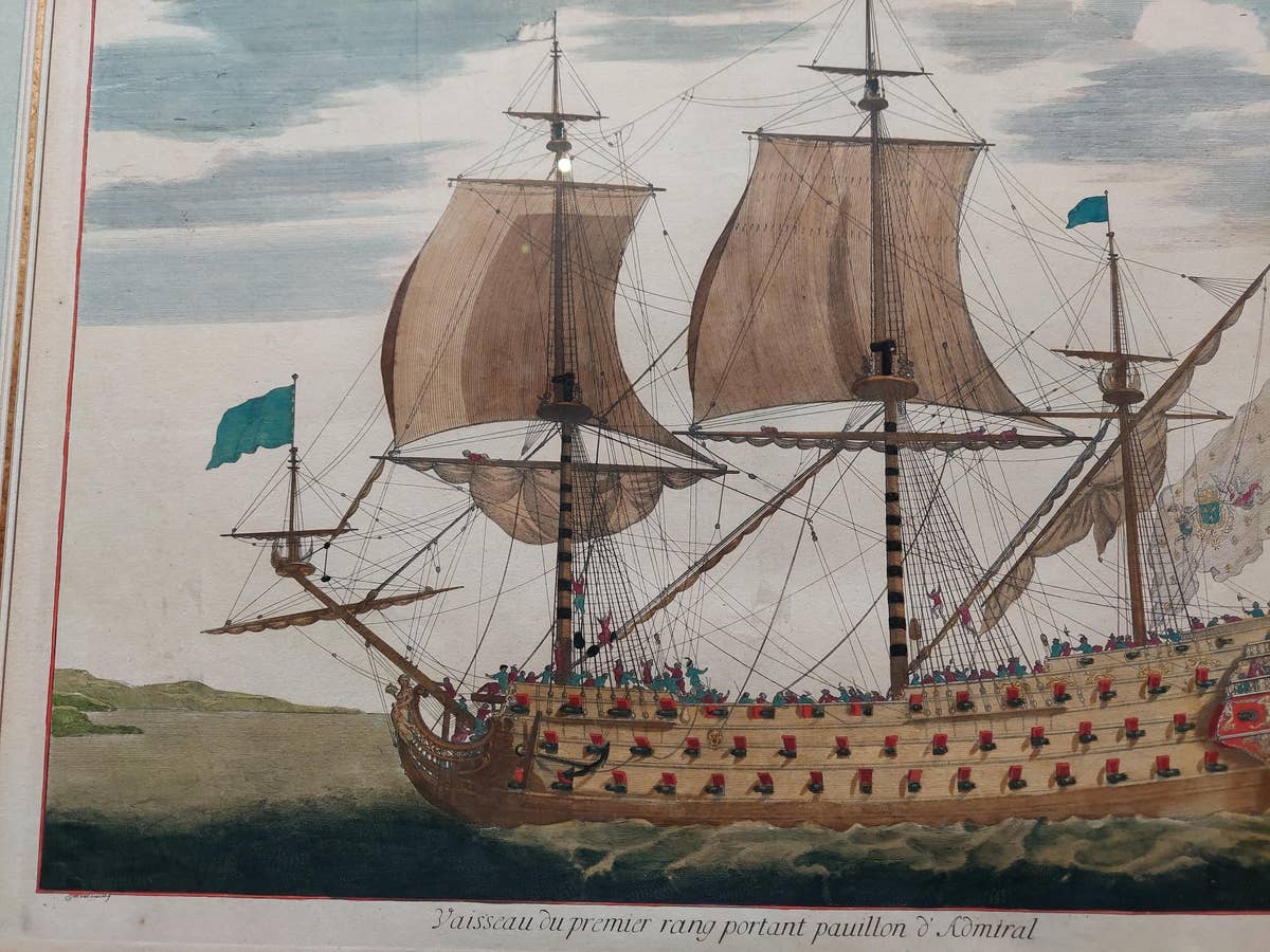 Antique Print of a Naval Vessel by Mortier '1695'