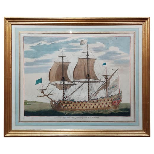 Antique Print of a Naval Vessel by Mortier '1695'
