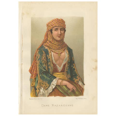 Antique Print of a Nazarene Woman by Grégoire, 1883