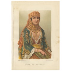 Antique Print of a Nazarene Woman by Grégoire, 1883