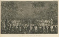 Antique Print of a Night Dance by Men from Hapaee by Cook, 1803