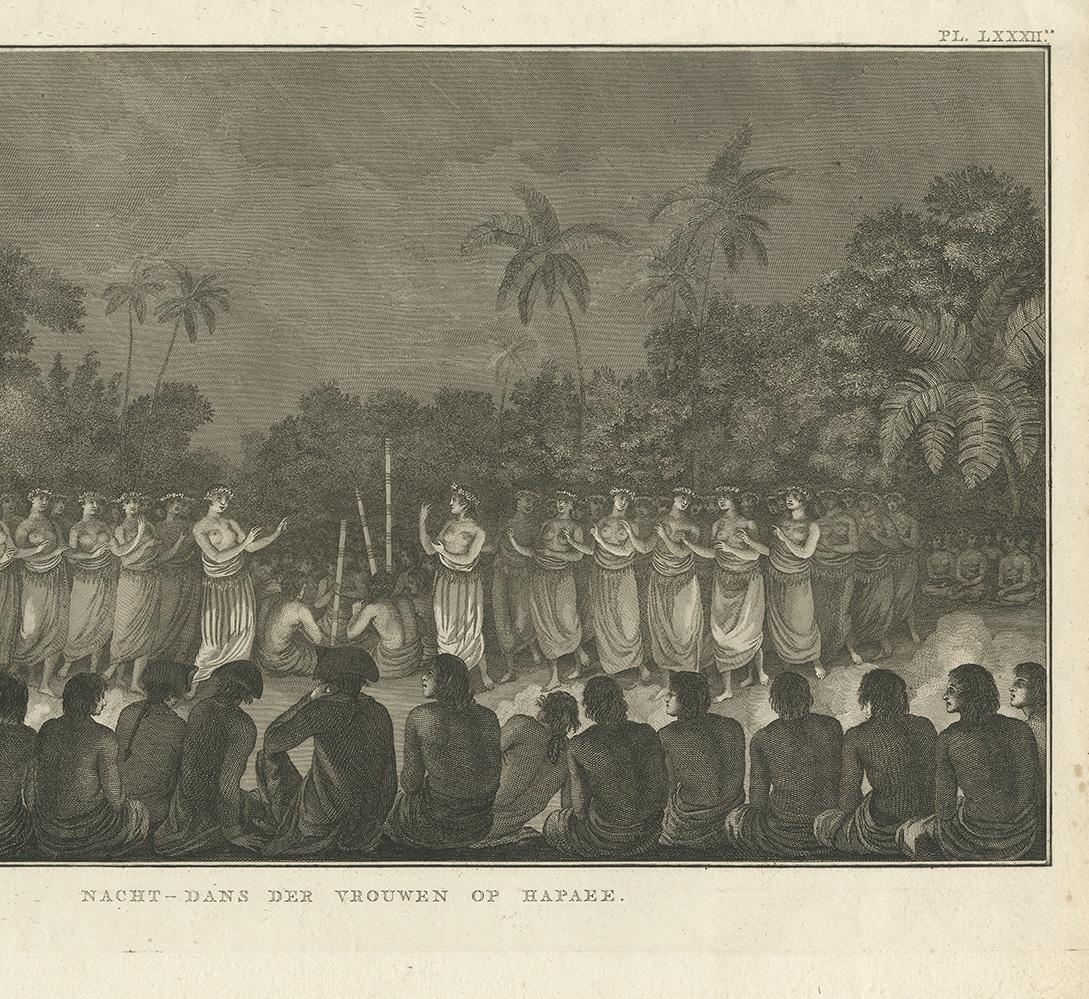 Antique Print of a Night Dance by Women from Hapaee by Cook, 1803 In Good Condition For Sale In Langweer, NL