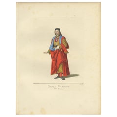 Antique Print of a Nobleman from Milan, 15th Century, by Bonnard, 1860