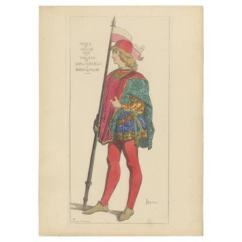 Antique Print of a Nobleman from Venice by Jacquemin 'c.1870'