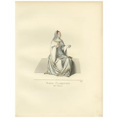 Antique Print of a Noblewoman from Florence by Bonnard, 1860