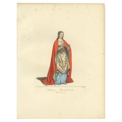 Antique Print of a Noblewoman from Milan in Italy, by Bonnard, 1860