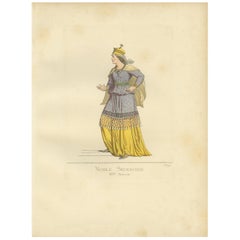 Antique Print of a Noblewoman from Siena by Bonnard, 1860