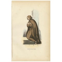 Antiker Druck einer Nun aus dem Orden des Heiligen Isidore, 1845