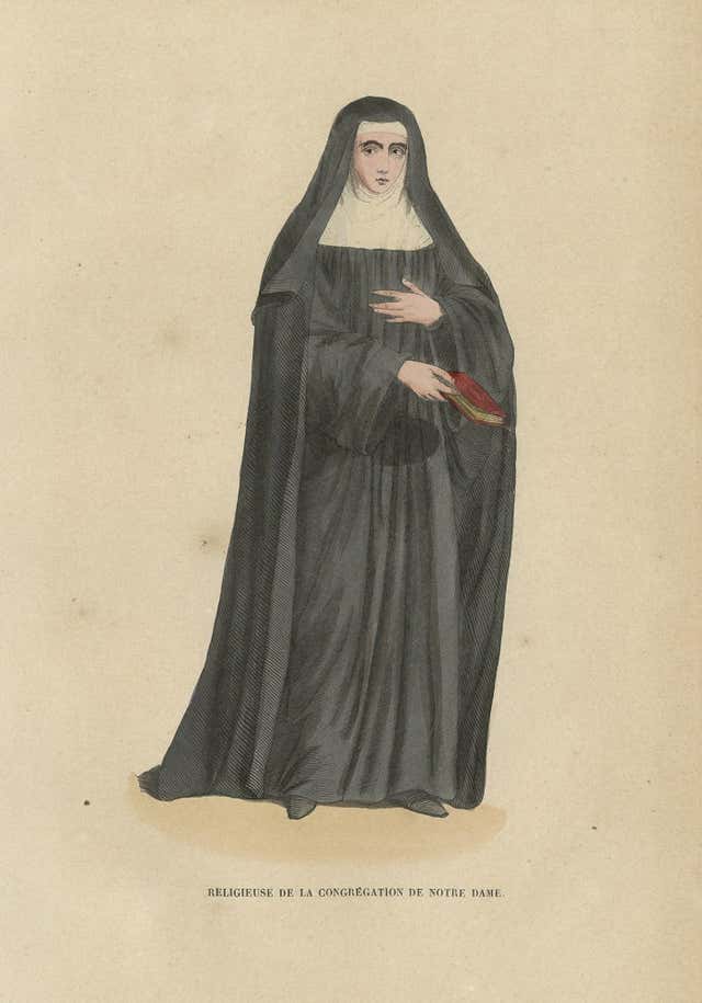Gravure ancienne d'une nonne des chanoinesses de St. Augustine, 1845 En