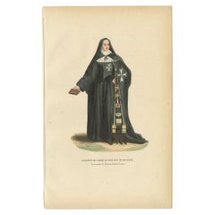 Antique Print of a Nun of the Knights Hospitaller, 1845