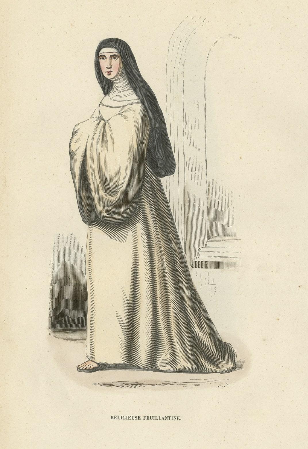 Paper Antique Print of a Nun of the Order of Feuillantines, 1845 For Sale