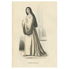Antiker Druck einer Nun des Ordens der Feuillantines, 1845