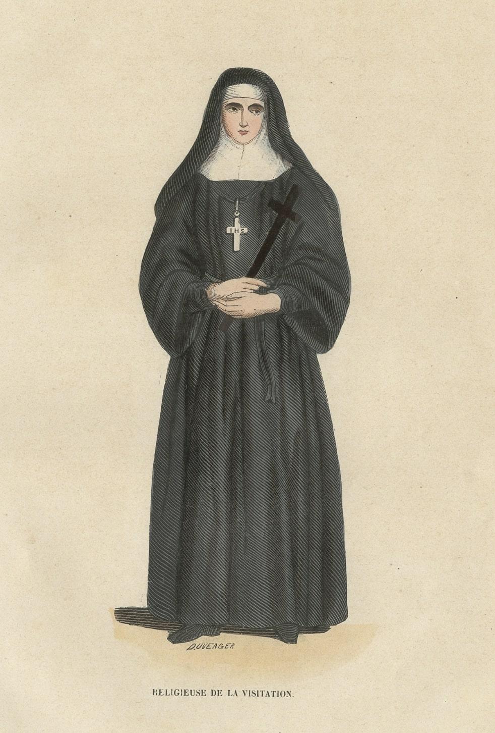 Paper Antique Print of a Nun of the Order of the Immaculate Conception, 1845 For Sale