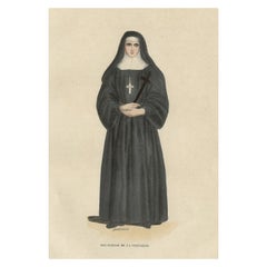 Antique Print of a Nun of the Order of the Immaculate Conception, 1845