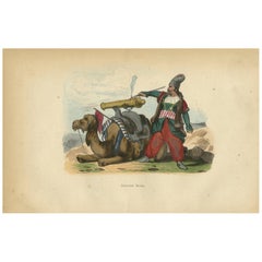 Antique Print of a Persian Gunner by Wahlen '1843'