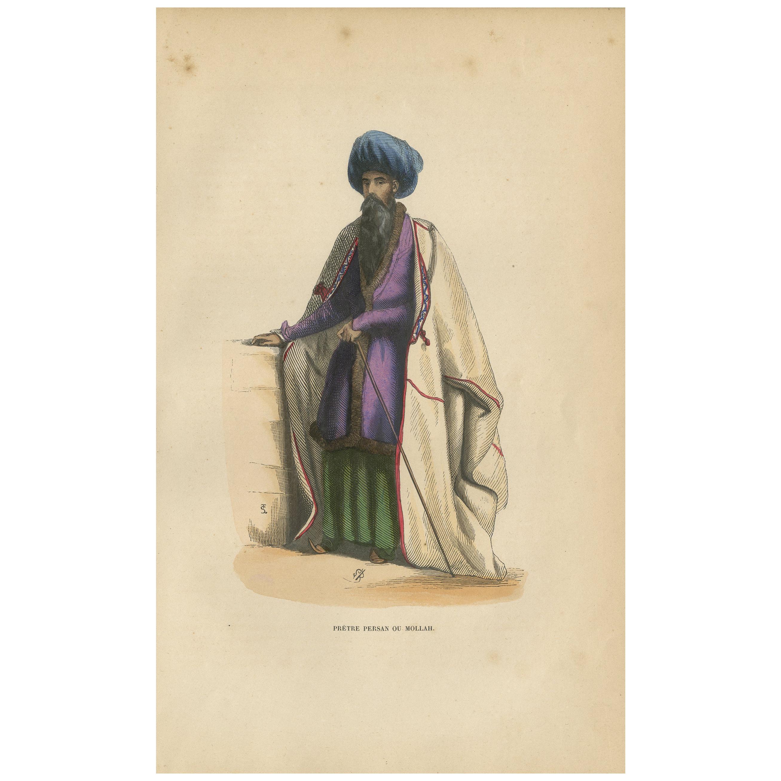 Antique Print of a Persian Priest by Wahlen '1843' For Sale