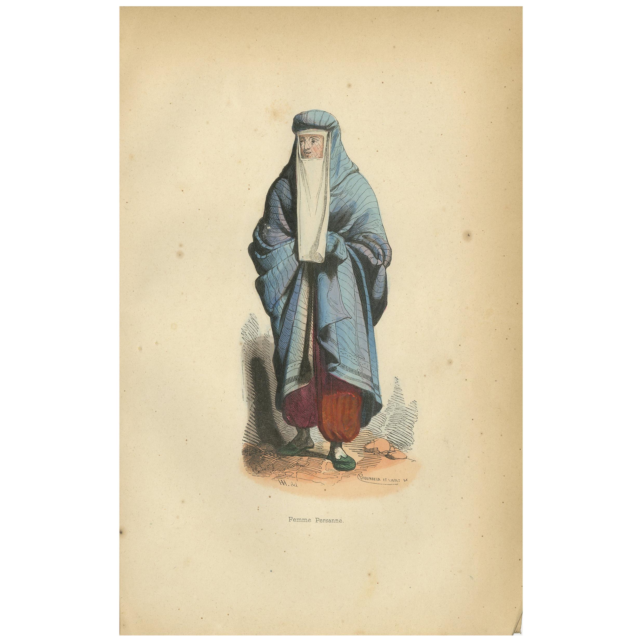Antique Print of a Persian Woman by Wahlen '1843' For Sale