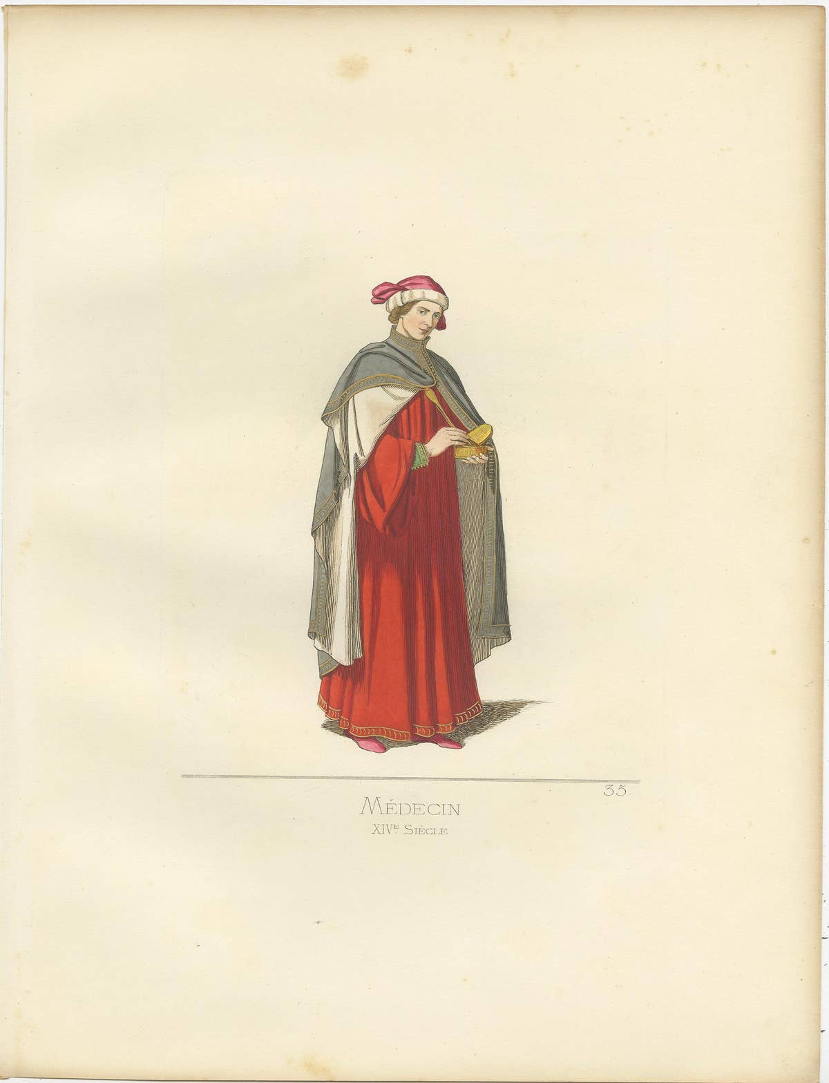 Antique Print of a Physician by Bonnard, '1860'