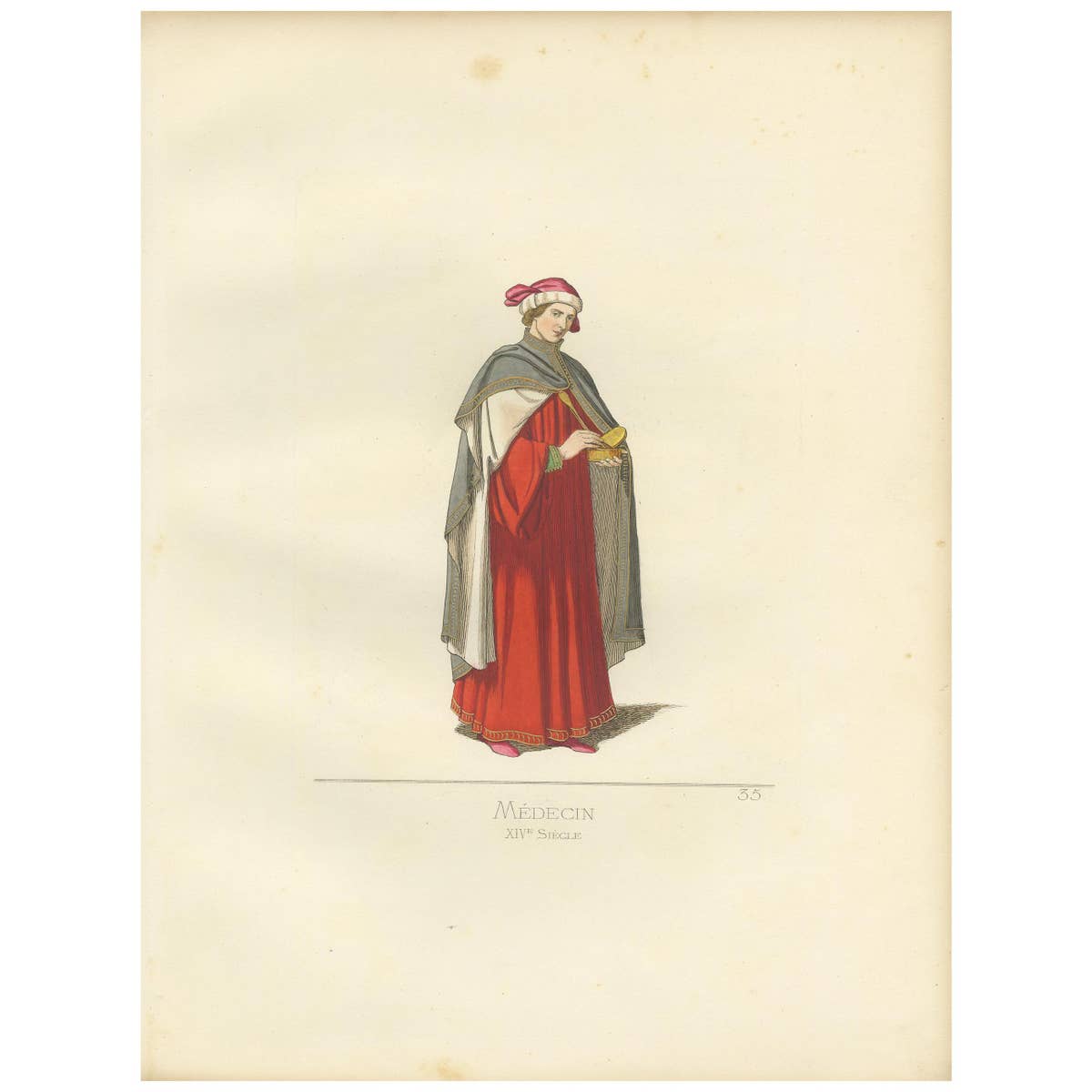 Antique Print of a Physician by Bonnard, '1860'