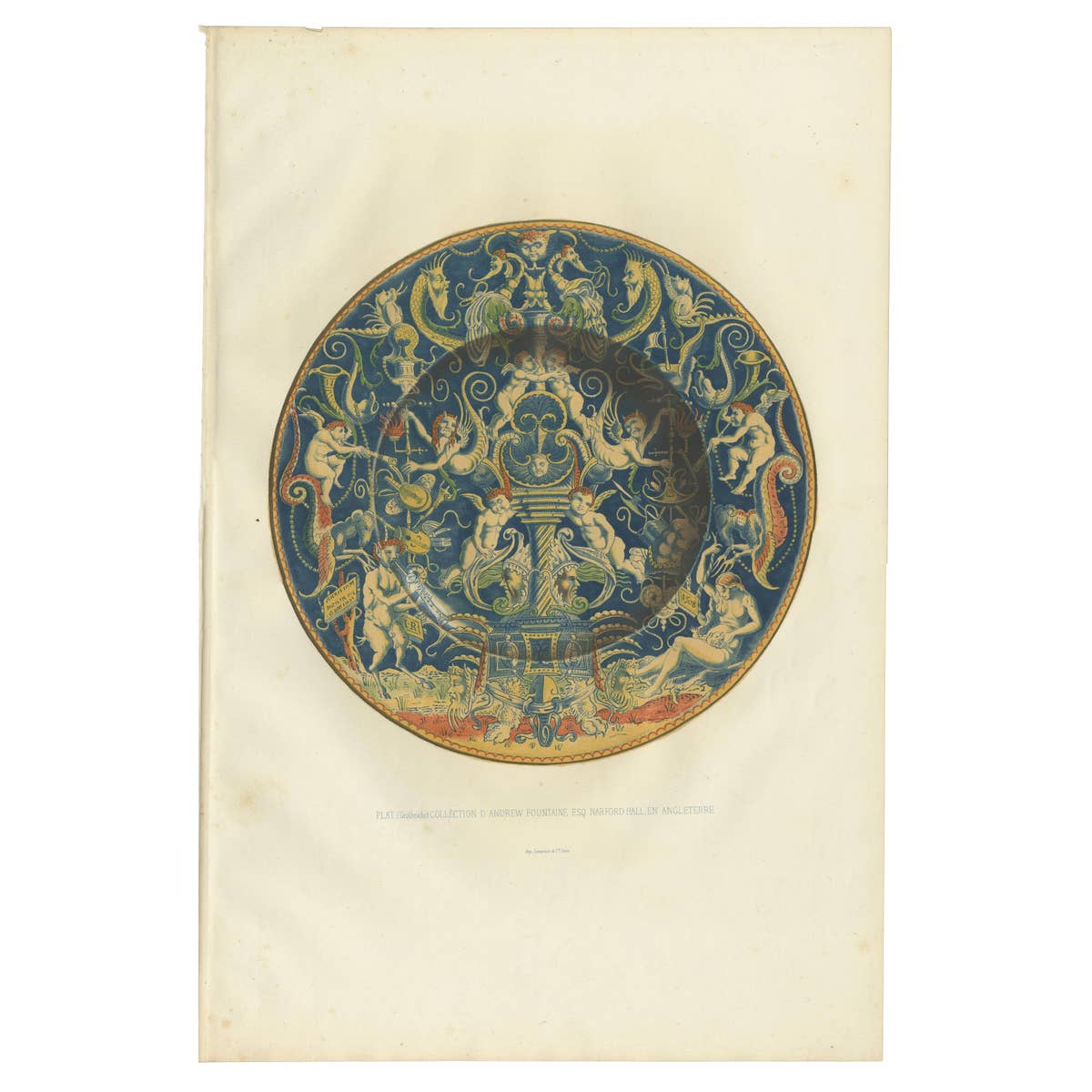 Antique Print of a Plate of Andrew Fountaine by Delange '1869'
