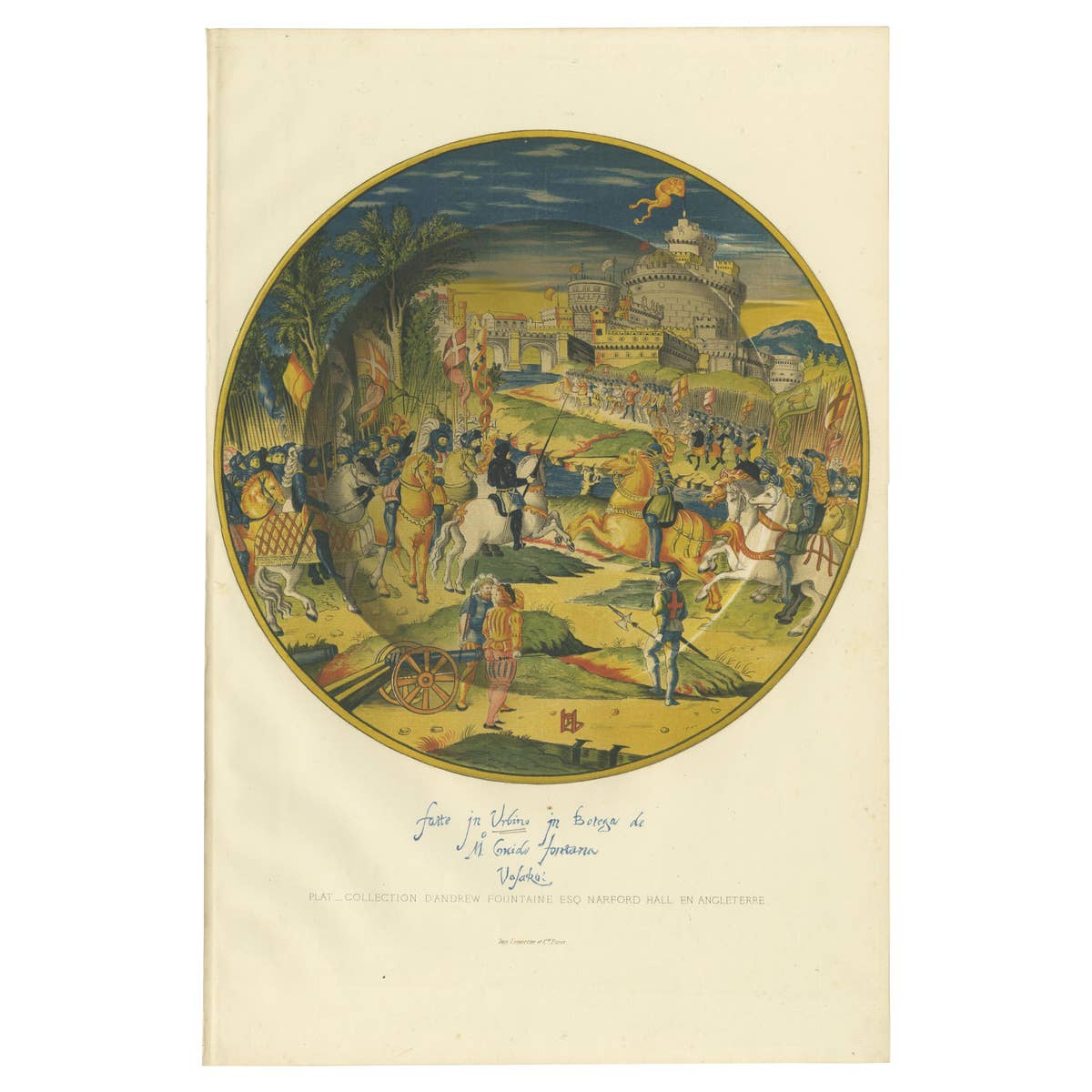 Antique Print of a Plate of Andrew Fountaine by Delange '1869'