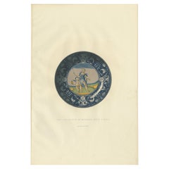 Impression ancienne d'une assiette de Monsieur Antiq par Delange '1869'