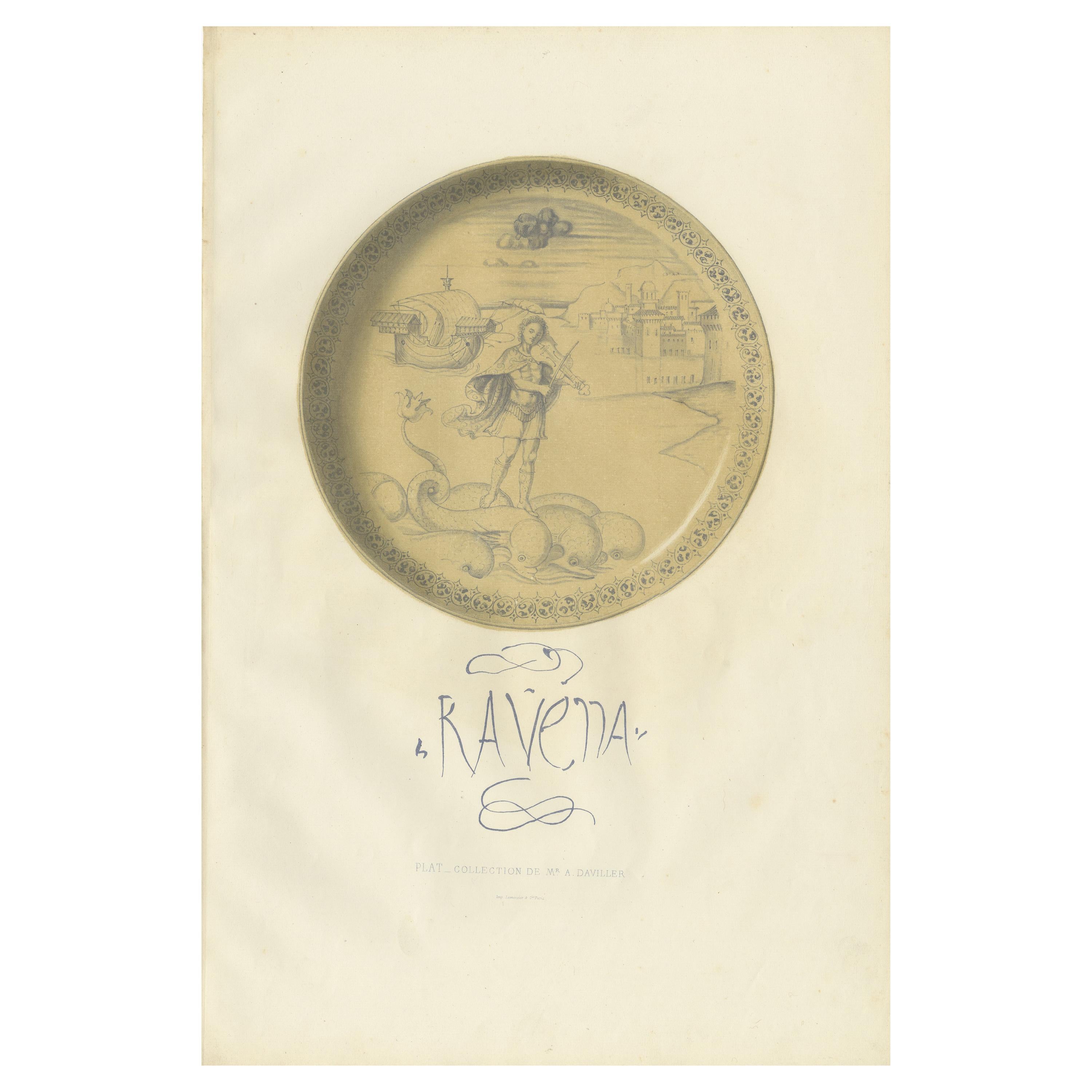 Antique Print of a Plate of Mr. Daviller by Delange '1869'