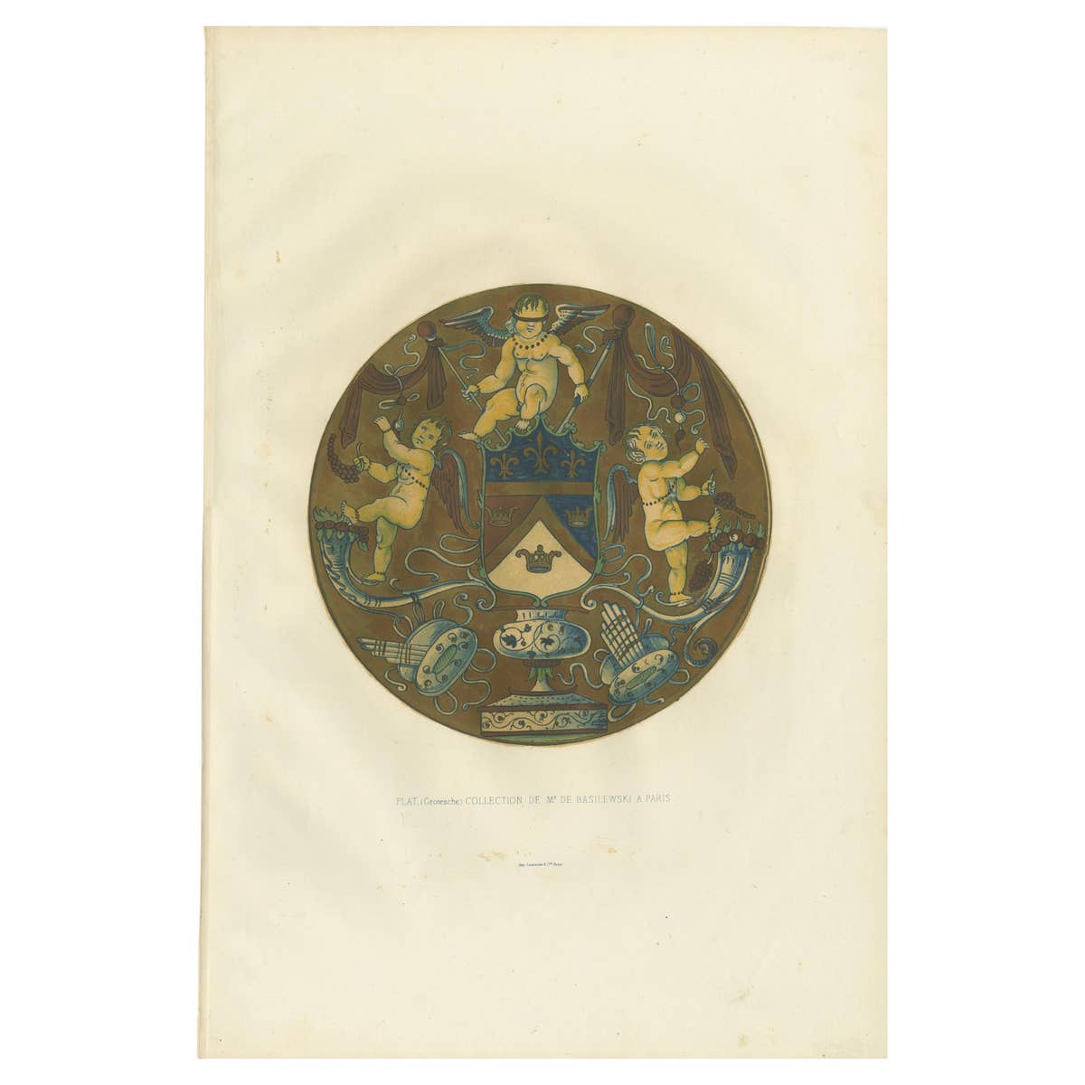 Antique Print of a Plate of Mr. de Basilewski by Delange '1869'