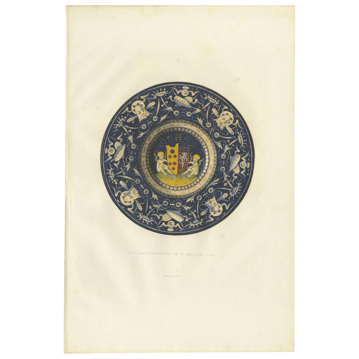 Antique Print of a Plate of Mr. de Basilewski by Delange '1869'