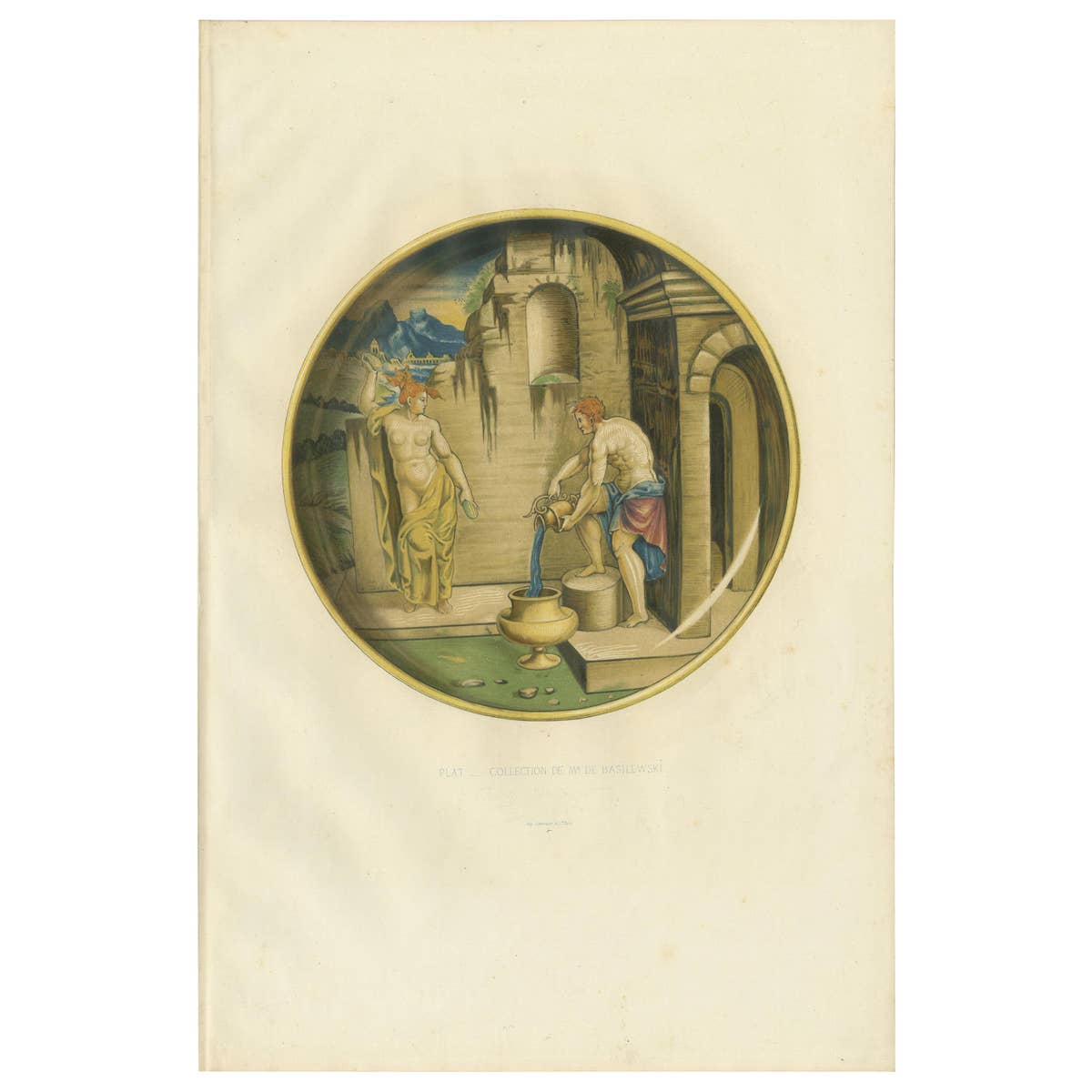 Antique Print of a Plate of Mr. de Basilewski by Delange '1869'