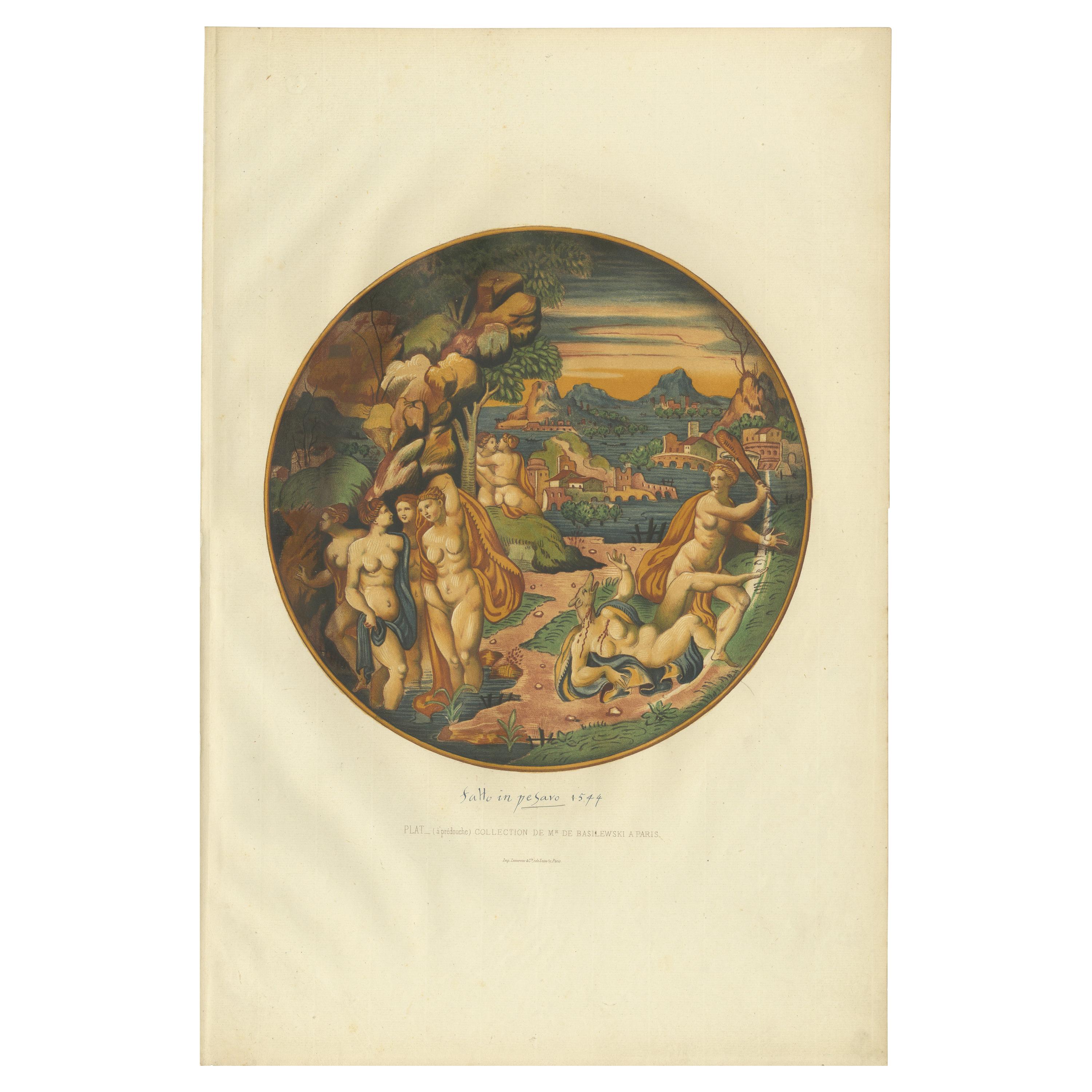 Antique Print of a Plate of Mr. de Basilewski by Delange '1869' For Sale