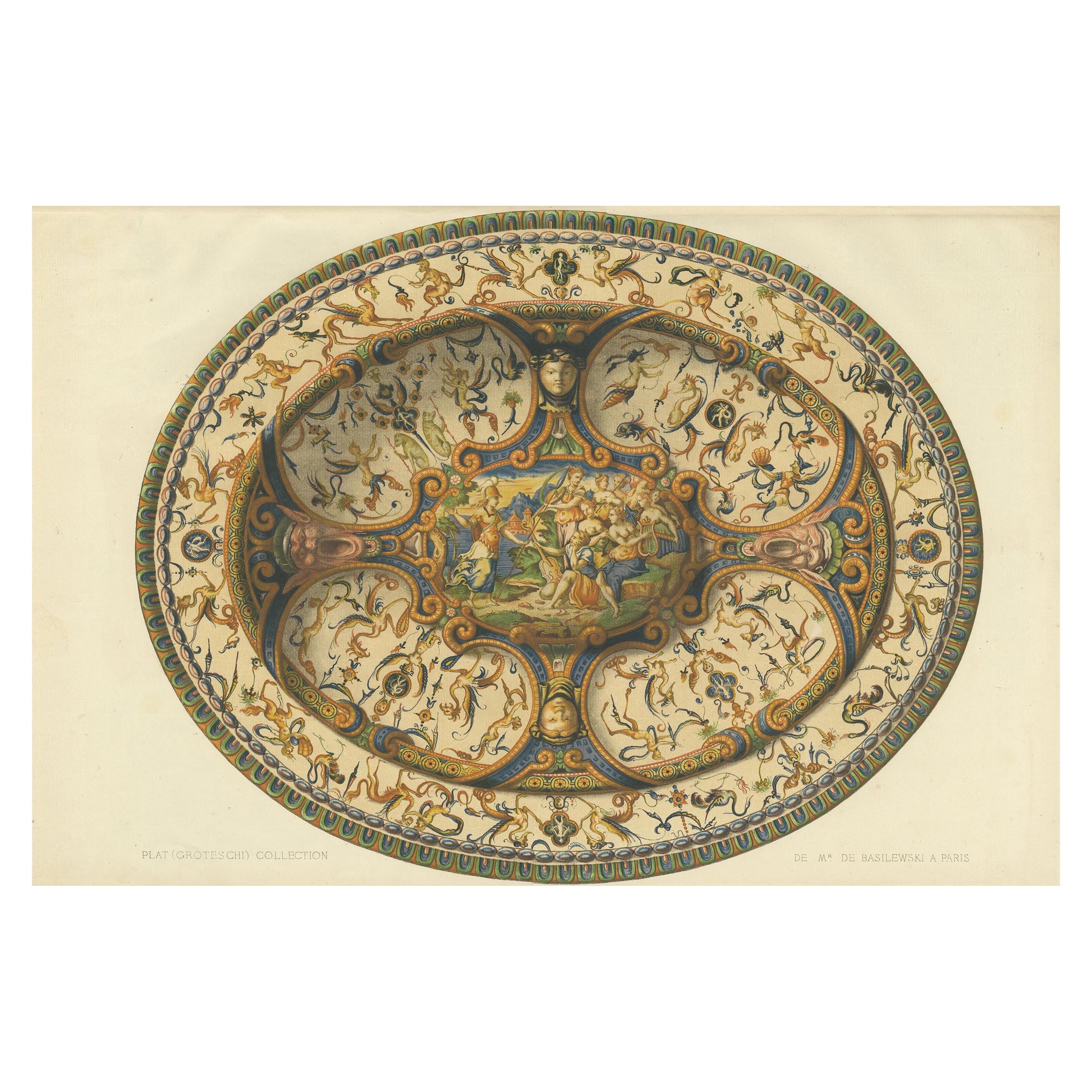 Stampa antica di una lastra di Mr. de Basilewski di Delange del 1869