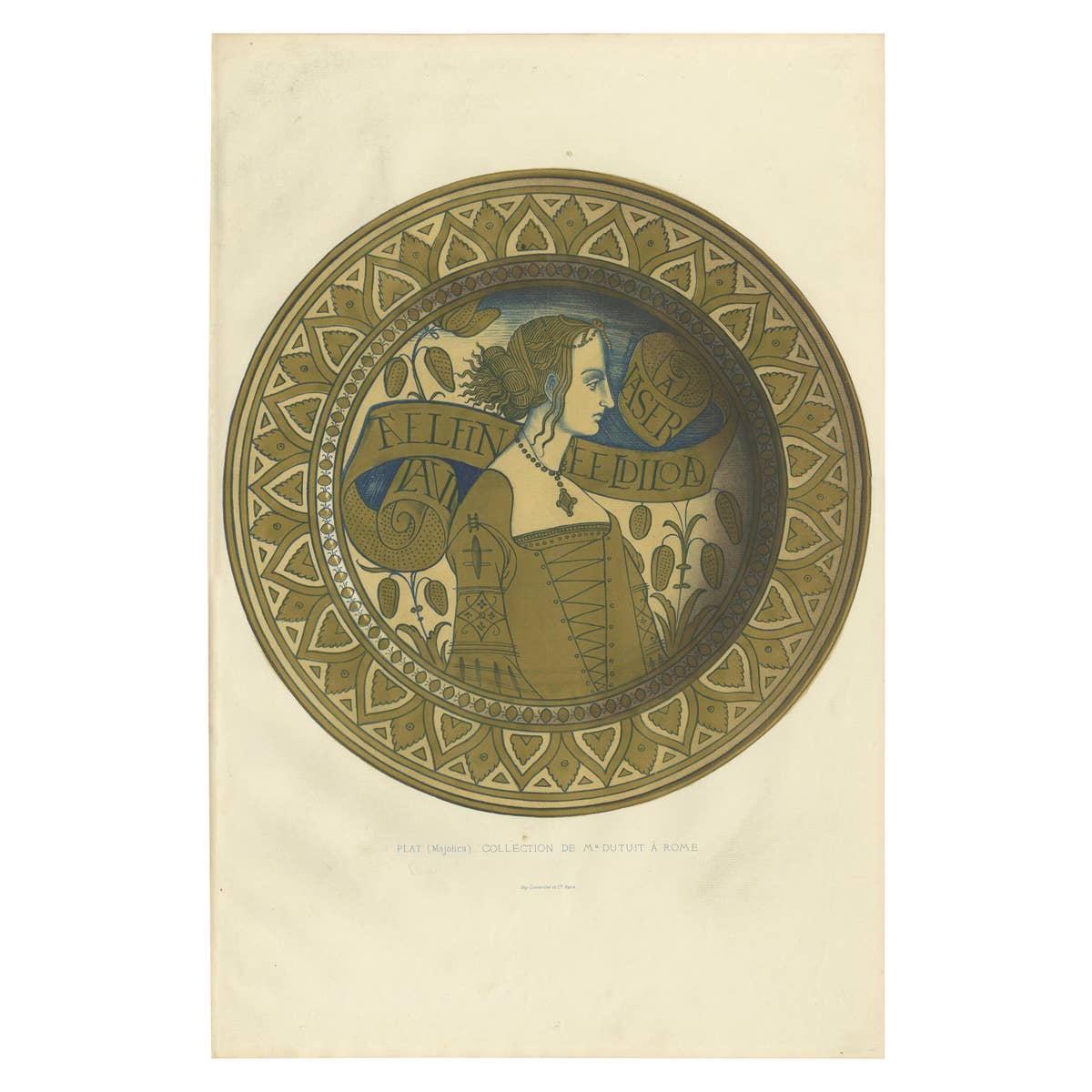 Antique Print of a Plate of Mr. Dutuit by Delange '1869'