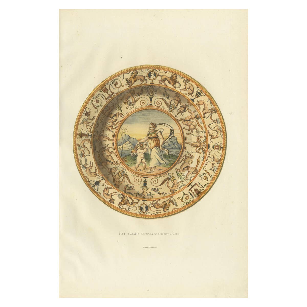 Antique Print of a Plate of Mr. Dutuit by Delange '1869'