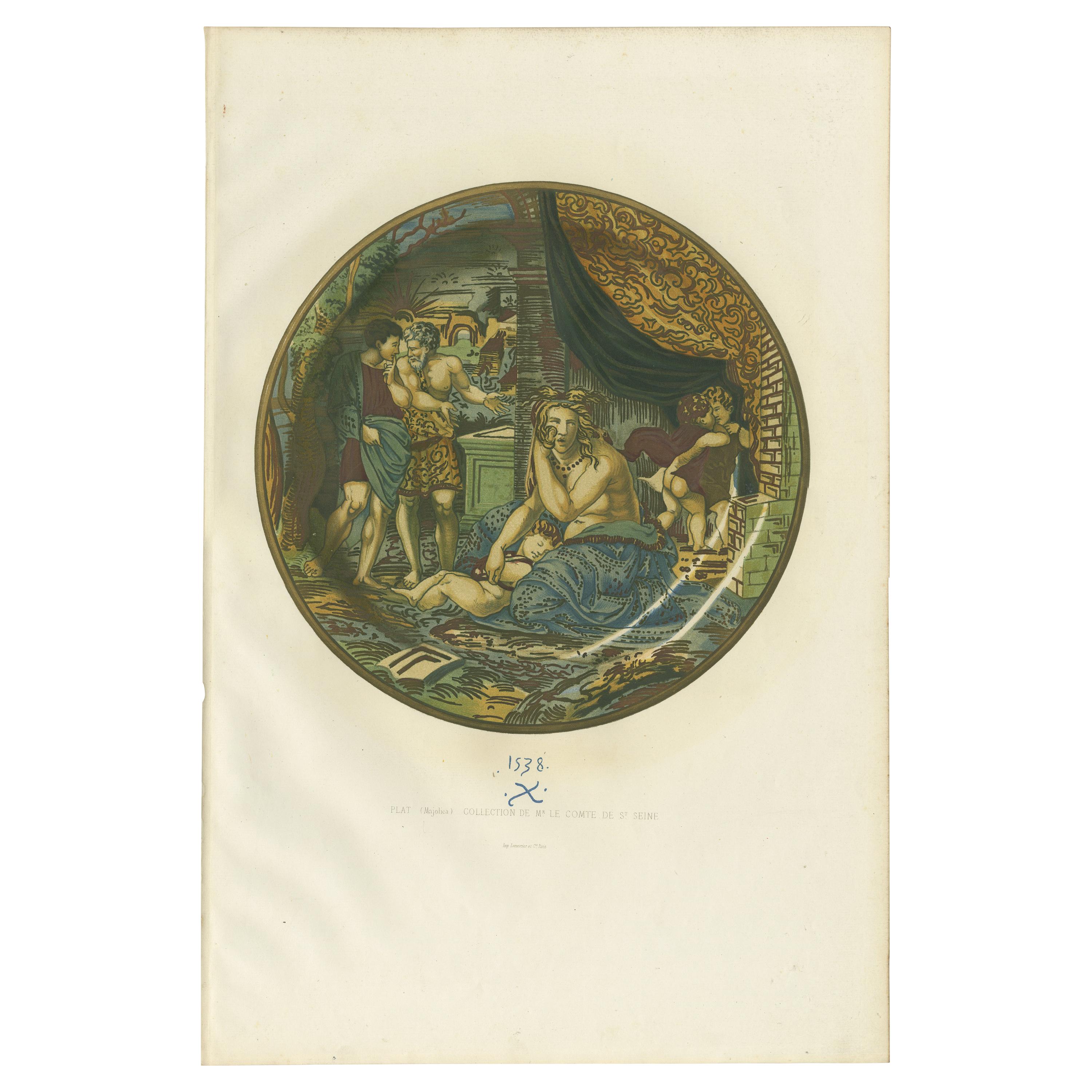 Antique Print of a Plate of Mr. le Comte de St. Seine by Delange '1869' For Sale