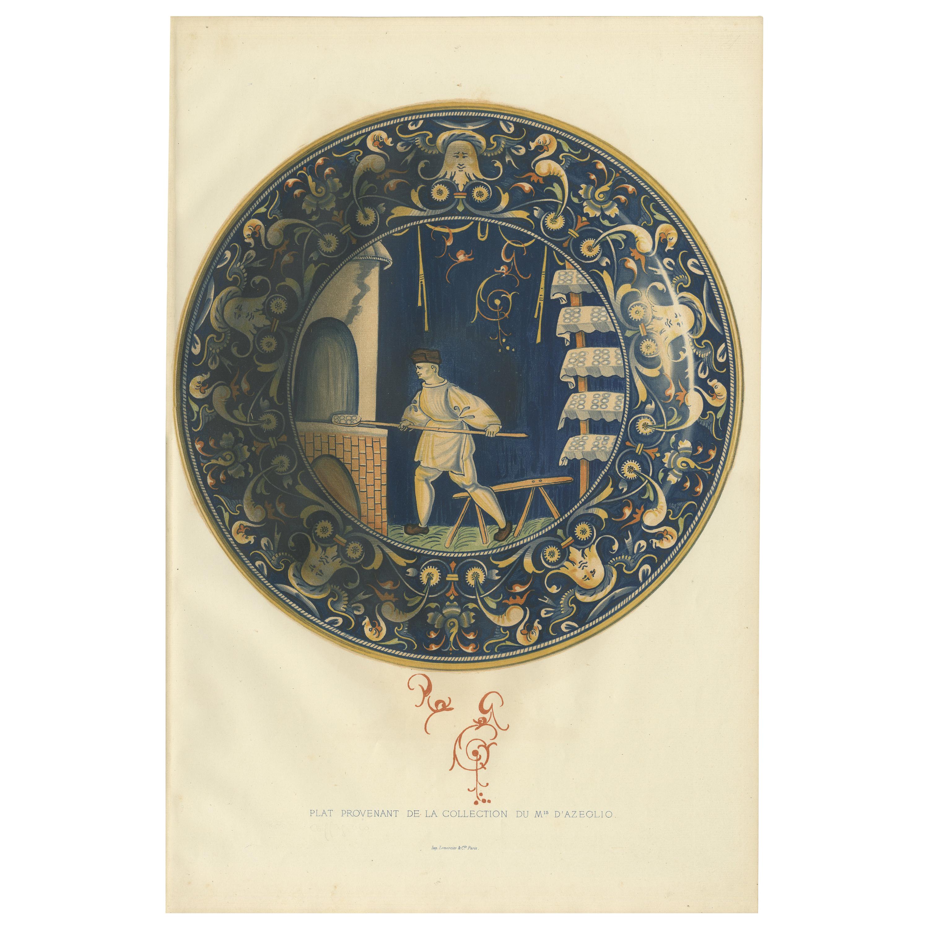 Antique Print of a Plate of Mrs. d'Azeglio by Delange '1869' For Sale