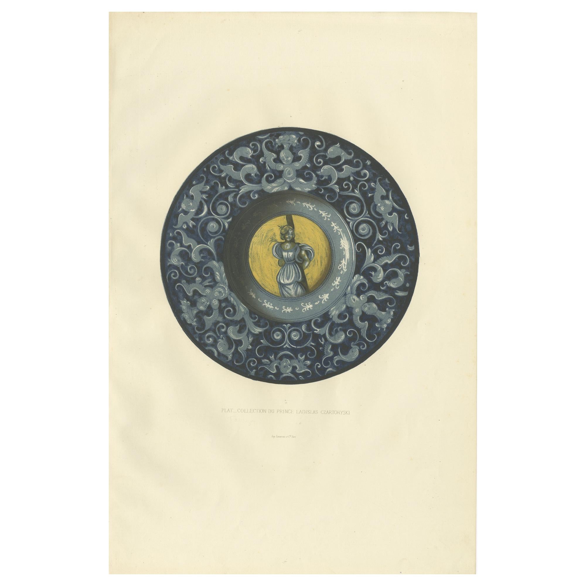 Antique Print of a Plate of Prince Ladislas Czartoryski by Delange, '1869'