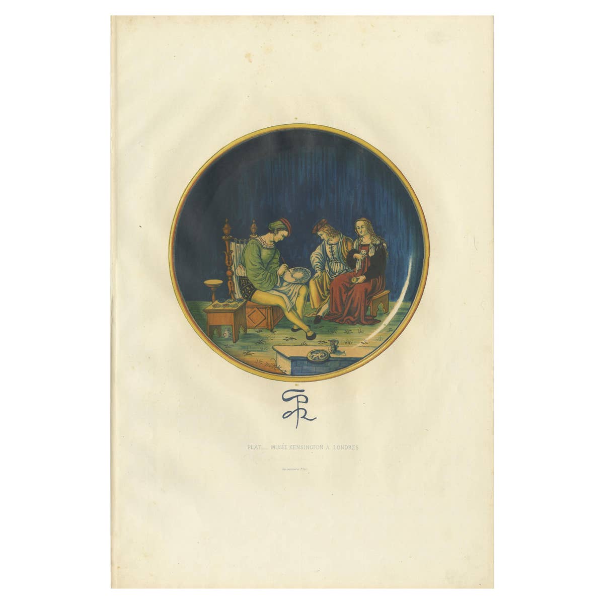 Antique Print of a Plate of the Kensington Museum in London by Delange '1869'