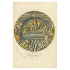 Impresión antigua de una lámina del Museo del Louvre por Delange '1869