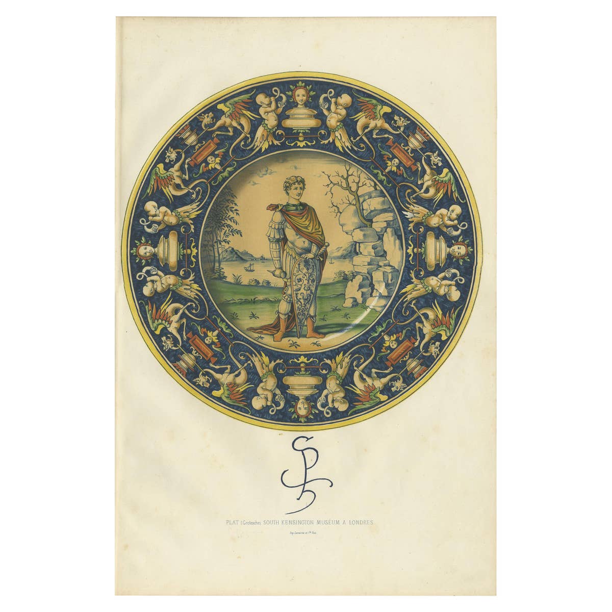 Antique Print of a Plate of the South Kensington Museum by Delange 1869