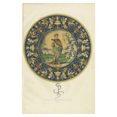 Impresión antigua de una lámina del Museo de South Kensington por Delange '1869