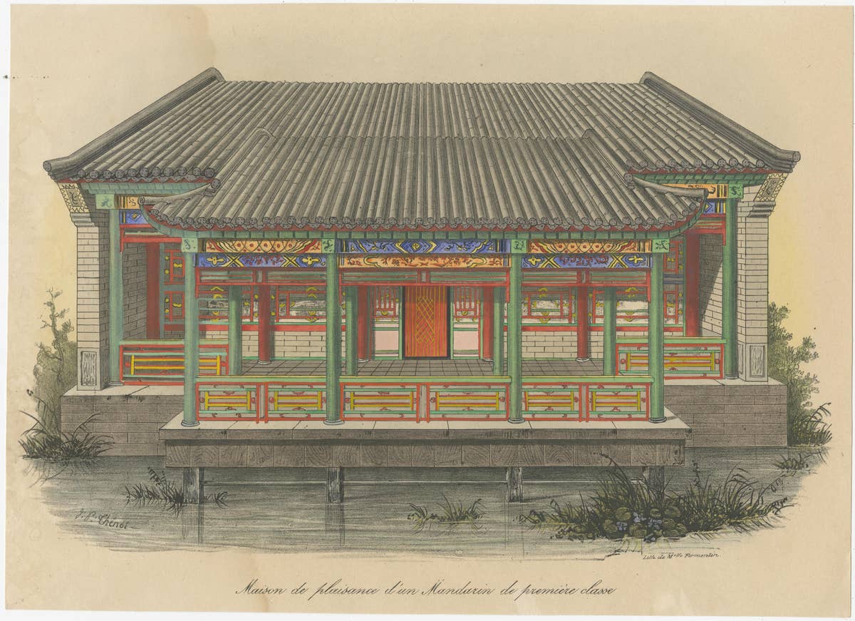 Antique Print of a Pleasure House for First-Class Mandarins