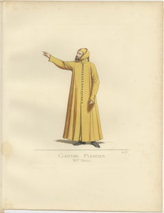 Impression ancienne d'une robe de costume plebéenne, Italie, 14e siècle, par Bonnard, 1860