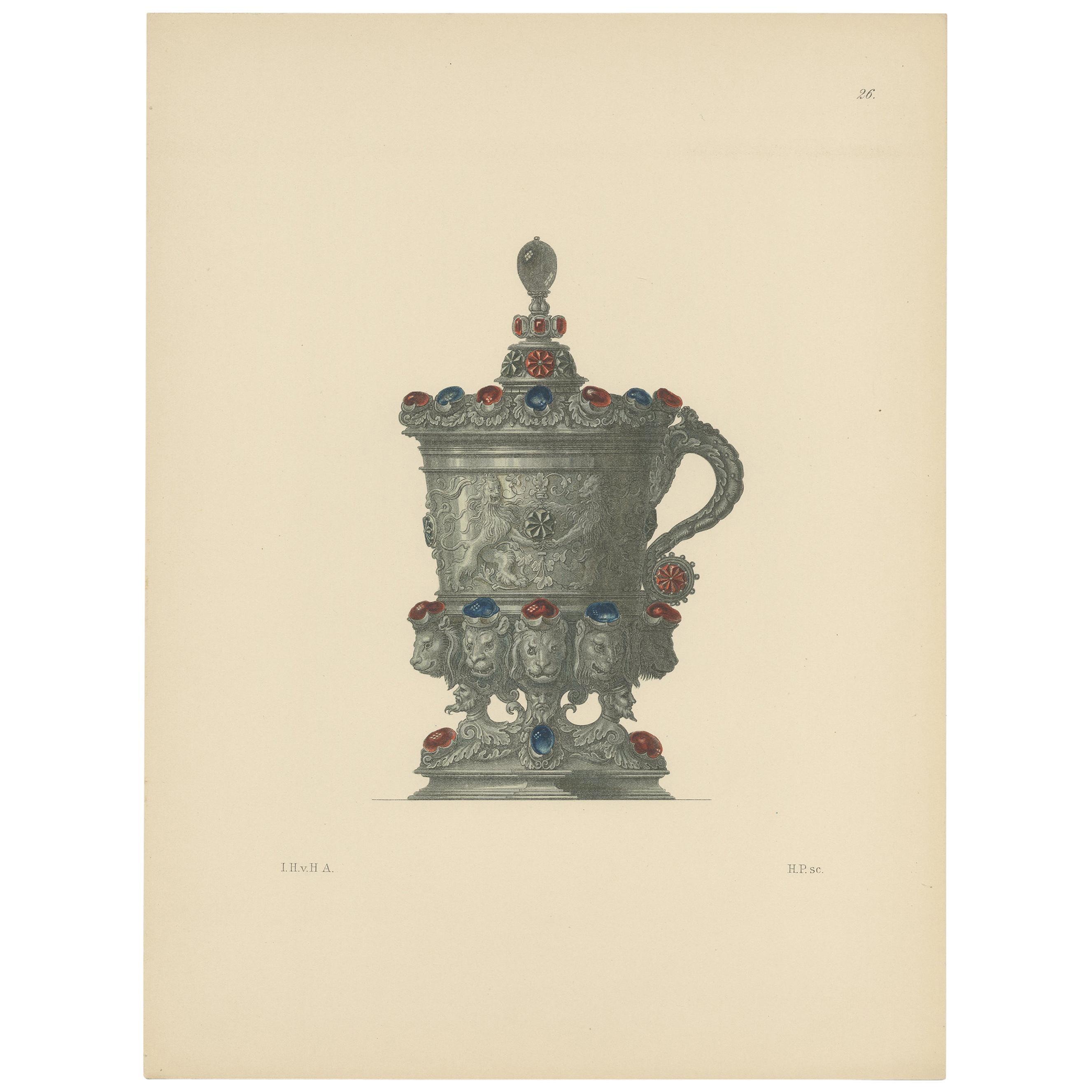 Antique Print of a Pokal Design by Hefner-Alteneck '1890' For Sale