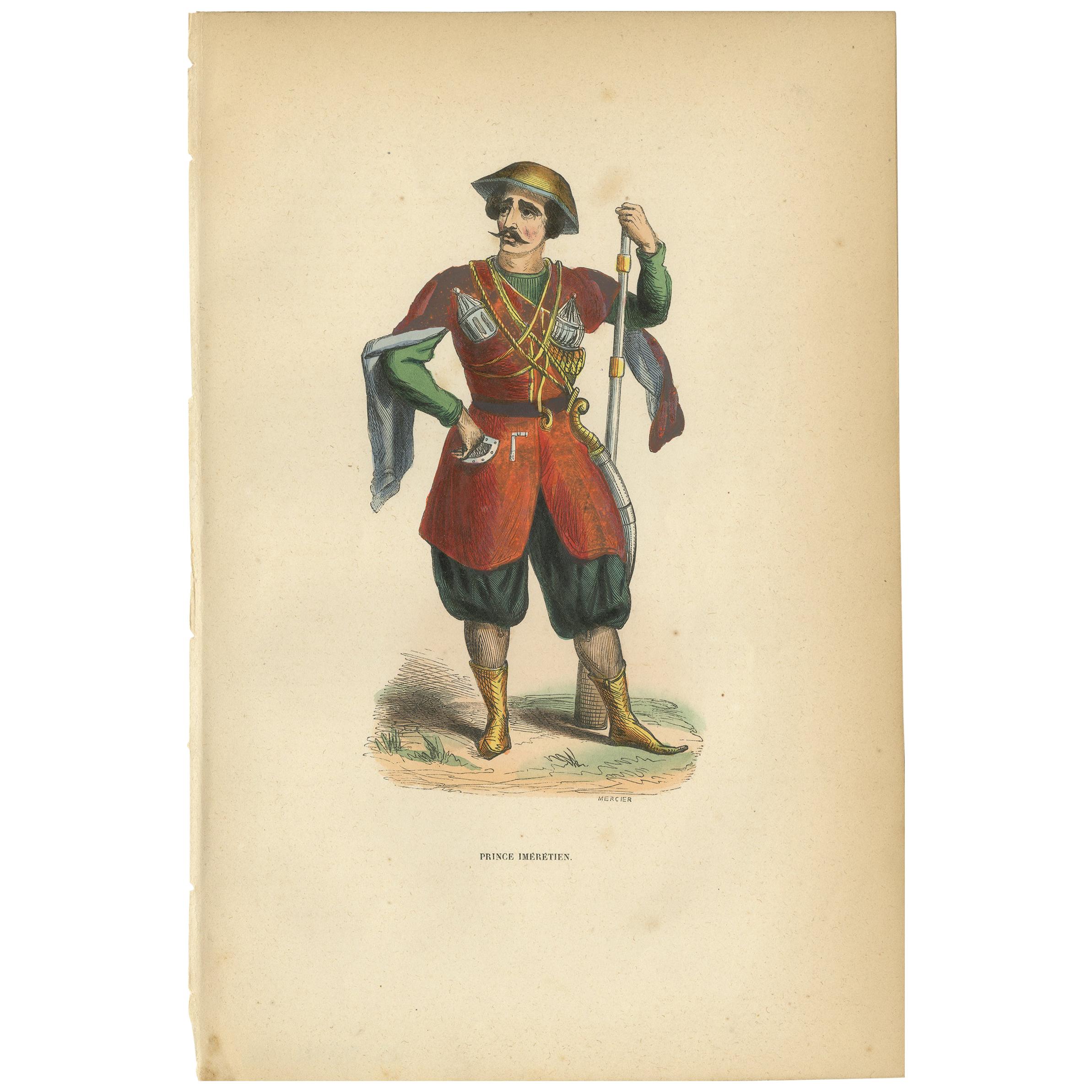 Antique Print of a Prince of Imereti by Wahlen, '1843'