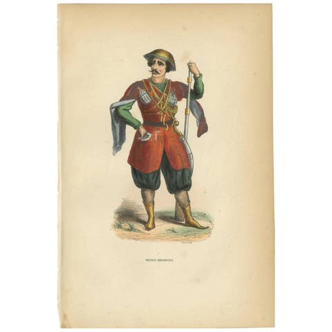 Antique Print of a Prince of Imereti, a Region of Georgia, 1843