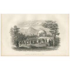 Impression ancienne d'une procession de l'empereur chinois par D'urville (1853)