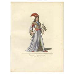 Antique Print of a Provencal Nobleman, 15th Century, by Bonnard, 1860